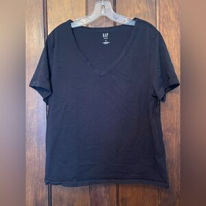 GAP Women's Black XL Organic Cotton VintageSoft V-Neck T-Shirt